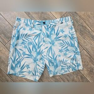 Hurley Blue White Floral Board Water Shorts Sz 34